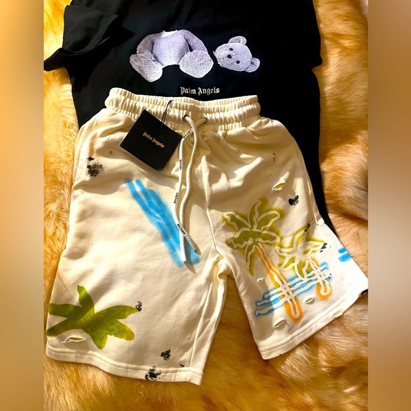 Palm Angels Other - NEW Palm Angels Sweat Shorts Men Sz S Broken bear cotton tshirt sz S bundle of 2
